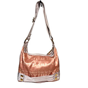 Rare Juicy Couture 2000's EAT CAKE WEAR JUICY Pink Sateen Shoulder Bag